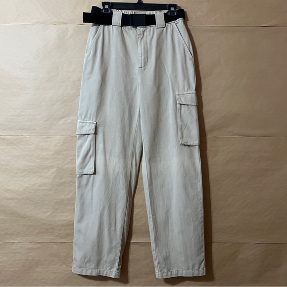 Aritzia | TNA Cargo Pant Belted Utility High Rise Pants Cotton Twill Size M - Picture 1 of 15